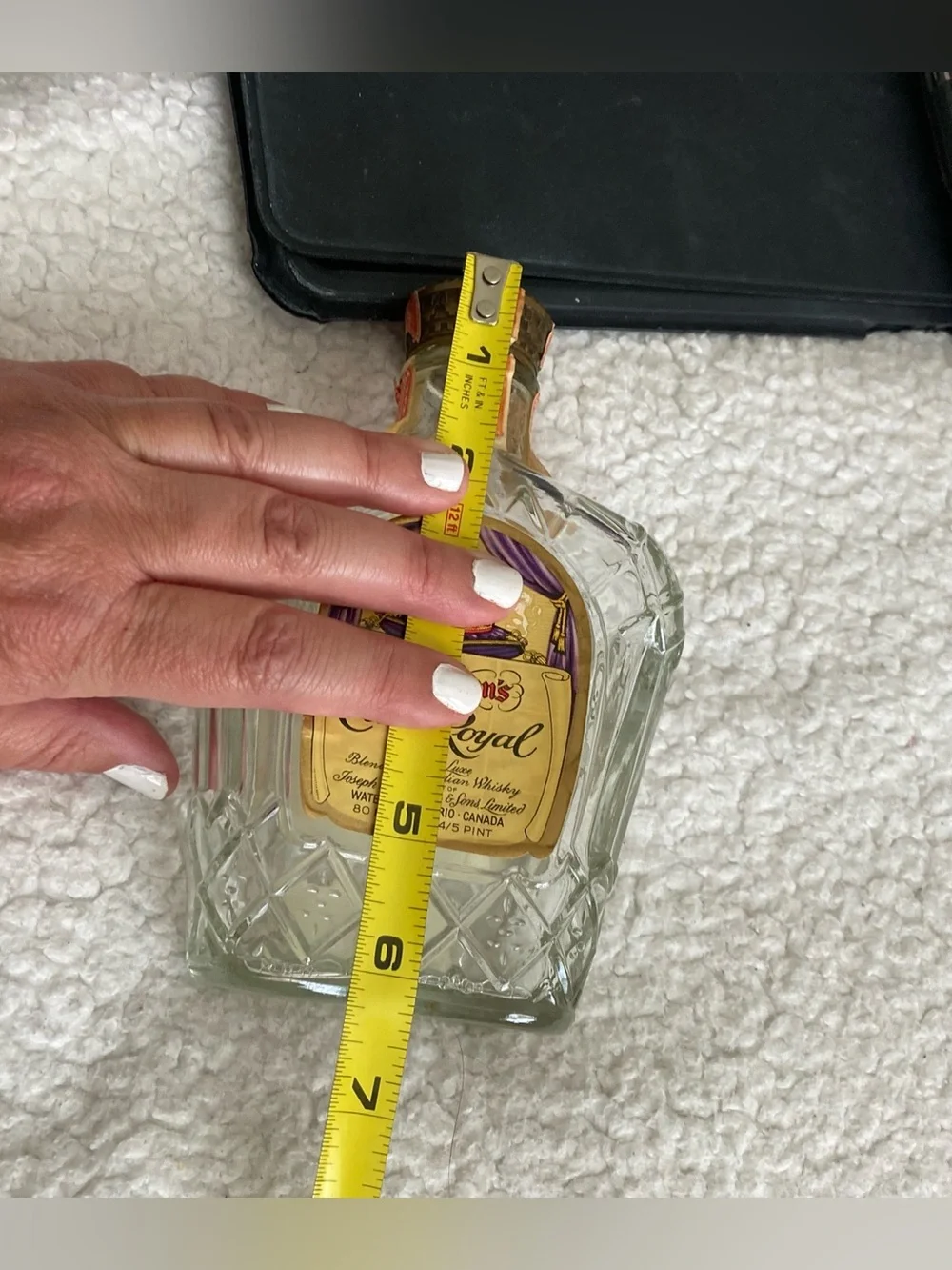 Seagram's Crown Royal Empty Glass Decanter Bottle - Gold & Purple Label